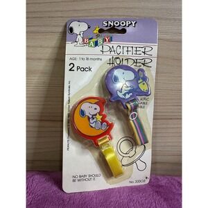 Snoopy Baby Pacifier Holder 2 Pack Peanuts Clip On Baby Shower Gift